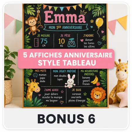 Bonus 6 — 5 affiches anniversaire style tableau